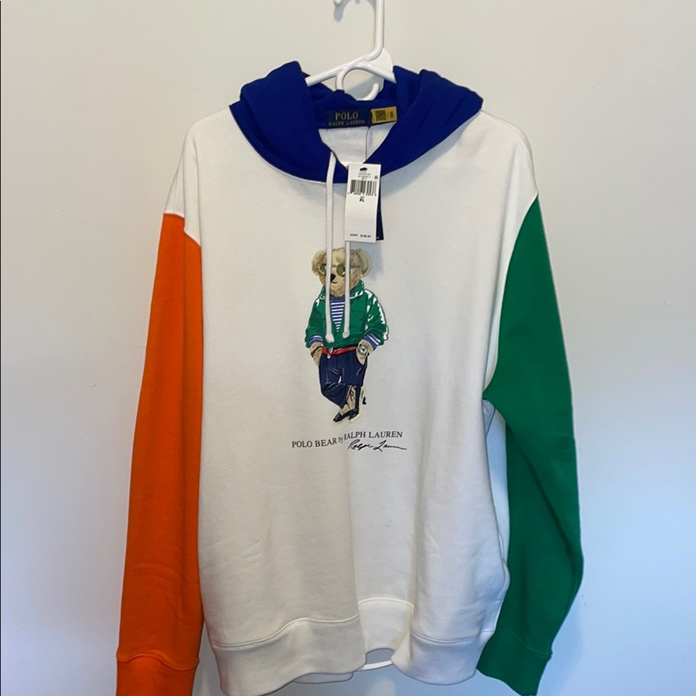 Polo by Ralph Lauren Orange and Green Color-Block Sweatshirt